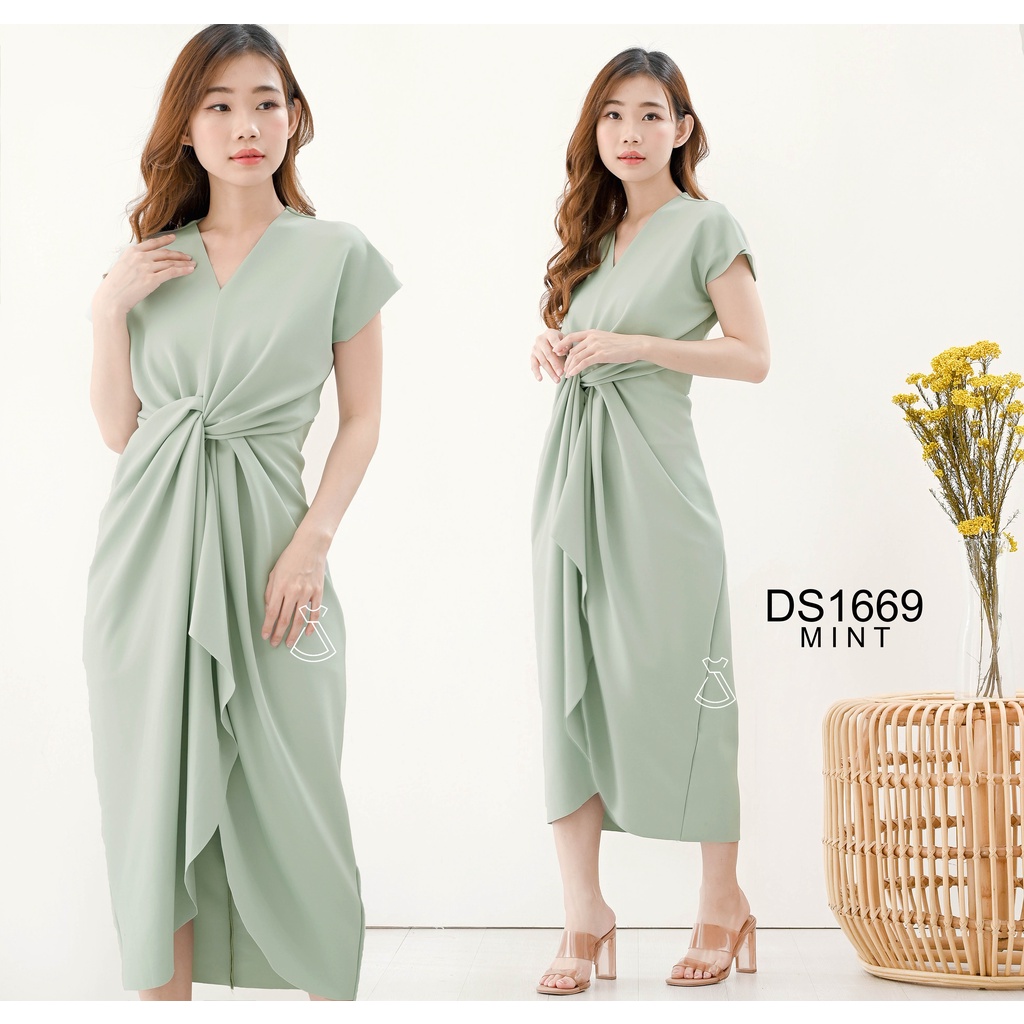 DS1669 - Dress Knot Maxi Scuba Dress Party