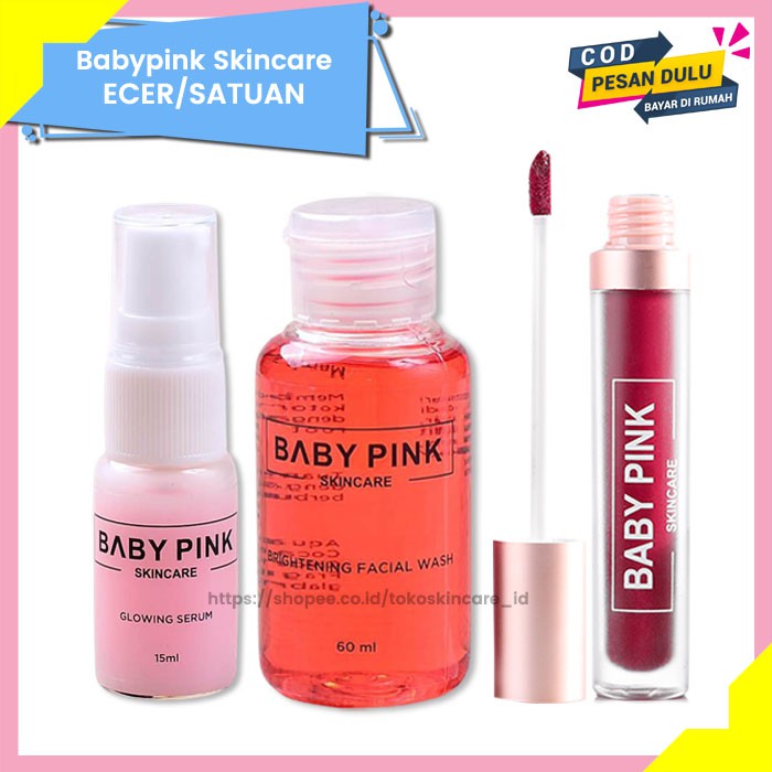 Glowing Serum &amp; Brightening Facial Wash &amp; Babylip Wine Shoot Baby Pink Skincare Original BPOM