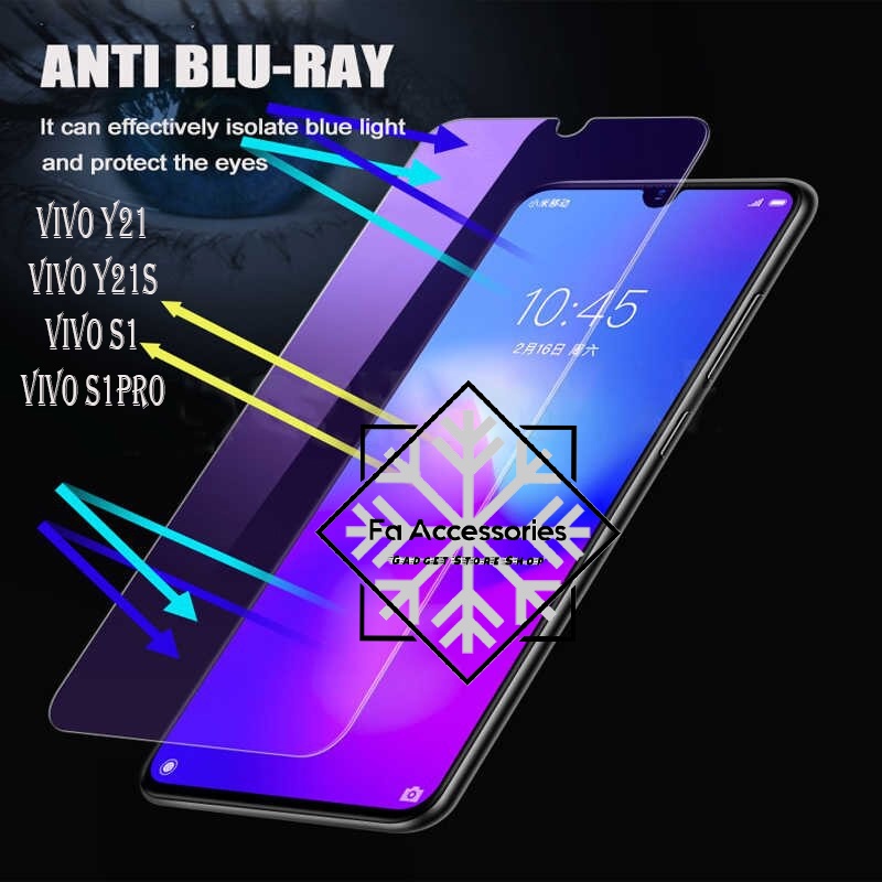 Tempered glass blue vivo Y01 y02 y02t y21 Y21A y21s Y21T Y22 Y33 Y33S Y33T Y75 s t s1 s1pro pro A antiradiasi blue light screen protector