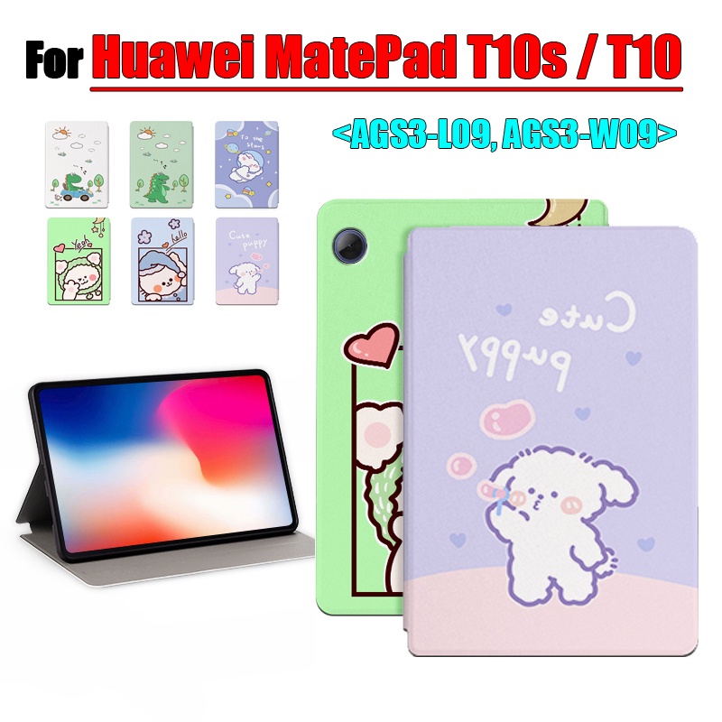 [Ready Stock] Untuk Huawei MatePad T 10s 10s 10t10s T10 10.1-inch (2020) AGS3-L09 AGS3-W09 Tablet Case Pelindung Fashion Pola Kartun Anime Stand Flip Cover