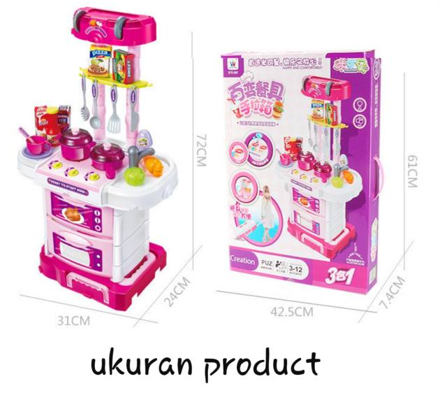 [Jualsemua18](W097)LITTLE CHEF MAINAN KITCHEN SET KOPER TROLLEY TARIK