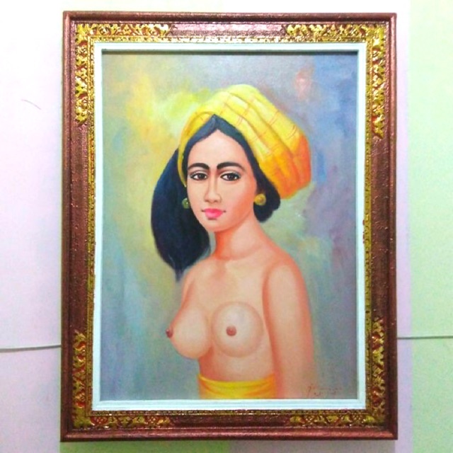 Lukisan Perempuan / cewek Bali nude naked topless telanjang dada
