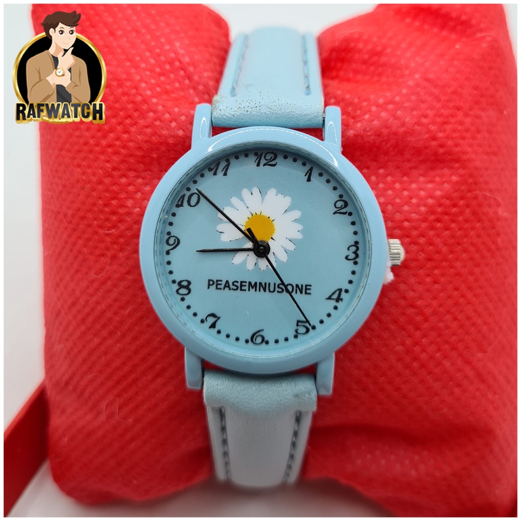 KOREAN STYLE Jam Tangan Fashion Wanita Flowers Bunga Cantik Casual Strap Kulit Lembut