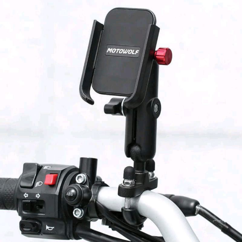 Motowolf Holder Handphone Version 3 Holder Hp 360 Derajat Motowolf V3 - Stang Dan Spion Motor Nmax Pcx Adv Vario Fazzio Scoopy Xmax Aerox DLL