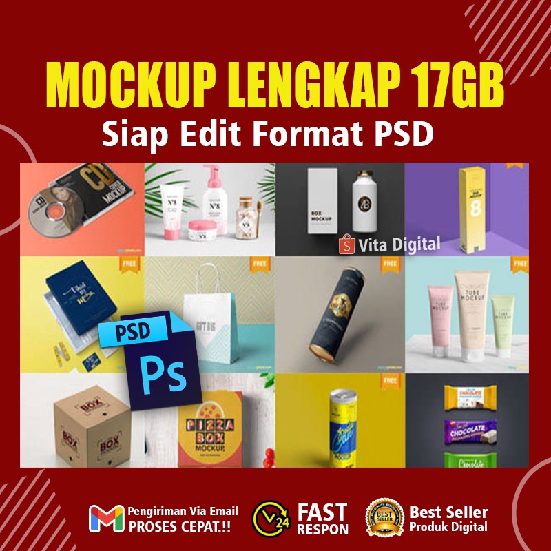 Paket Lengkap 17GB Template Desain Mockup Lengkap Photoshop Psd Siap Edit