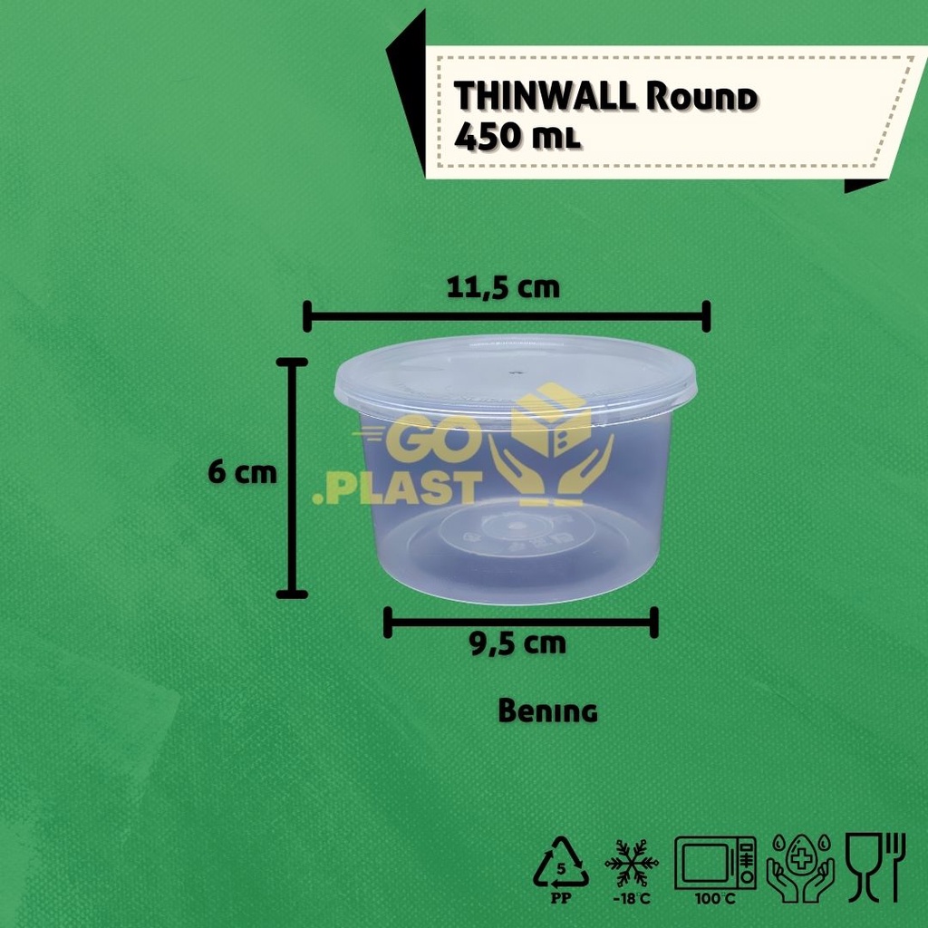 THINWALL BOWL 450 ML / MANGKOK MAKAN PLASTIK 450 ML ISI 12PCS