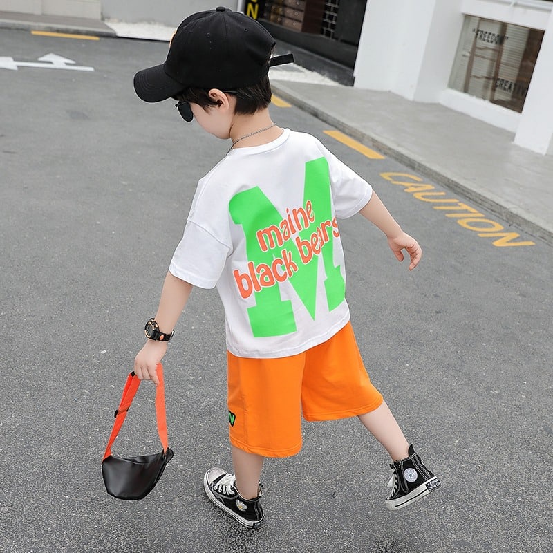 Promo !! Setelan baju anak setelan black Bears of dreams uk 2-3th uk 90,100 DOMINAN SIZE 90 (putih orange)