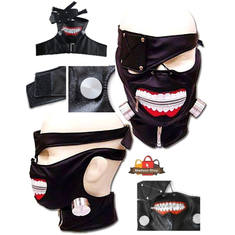 Tokyo Ghoul Mask Topeng Kulit Hitam Cosplay Kostum Halloween Anime Jepang Murah Leather Mask