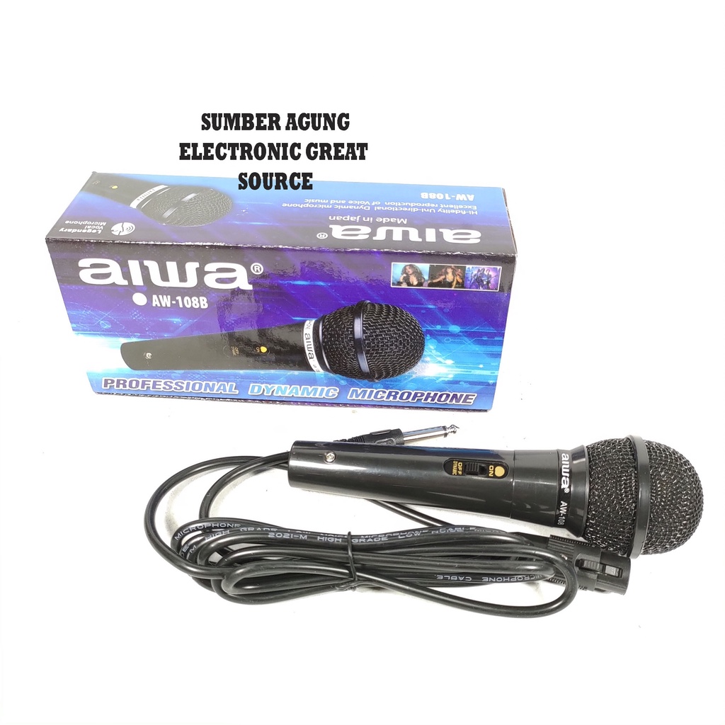 Aiwa Mic AW108B AW108 Mik Kabel Professional Dynamic Microphone