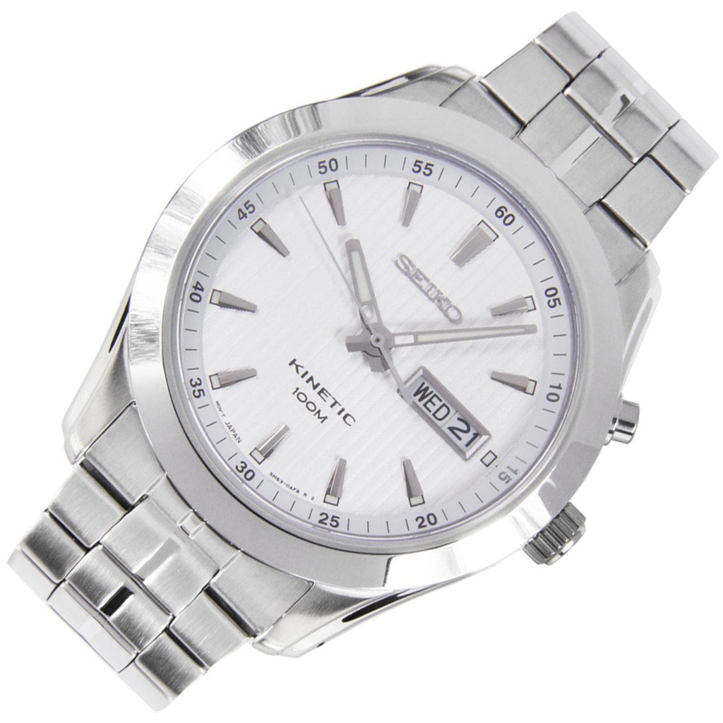 Seiko Mens SMY101 Kinetic Sapphire Glass White Dila | jam Pria SMY101