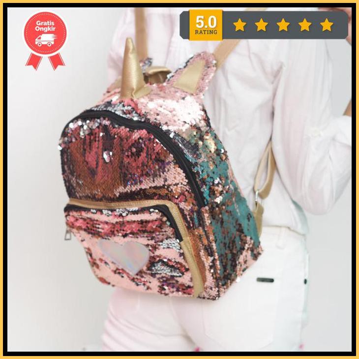 Tas Ransel Sequin Smiggle / Tas Smiggle Unicorn - Biru Ready789