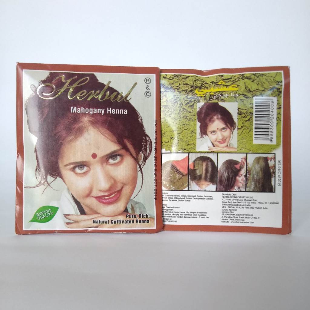 Pewarna Rambut Herbal Herbul Hair Dye - Mahogany Henna