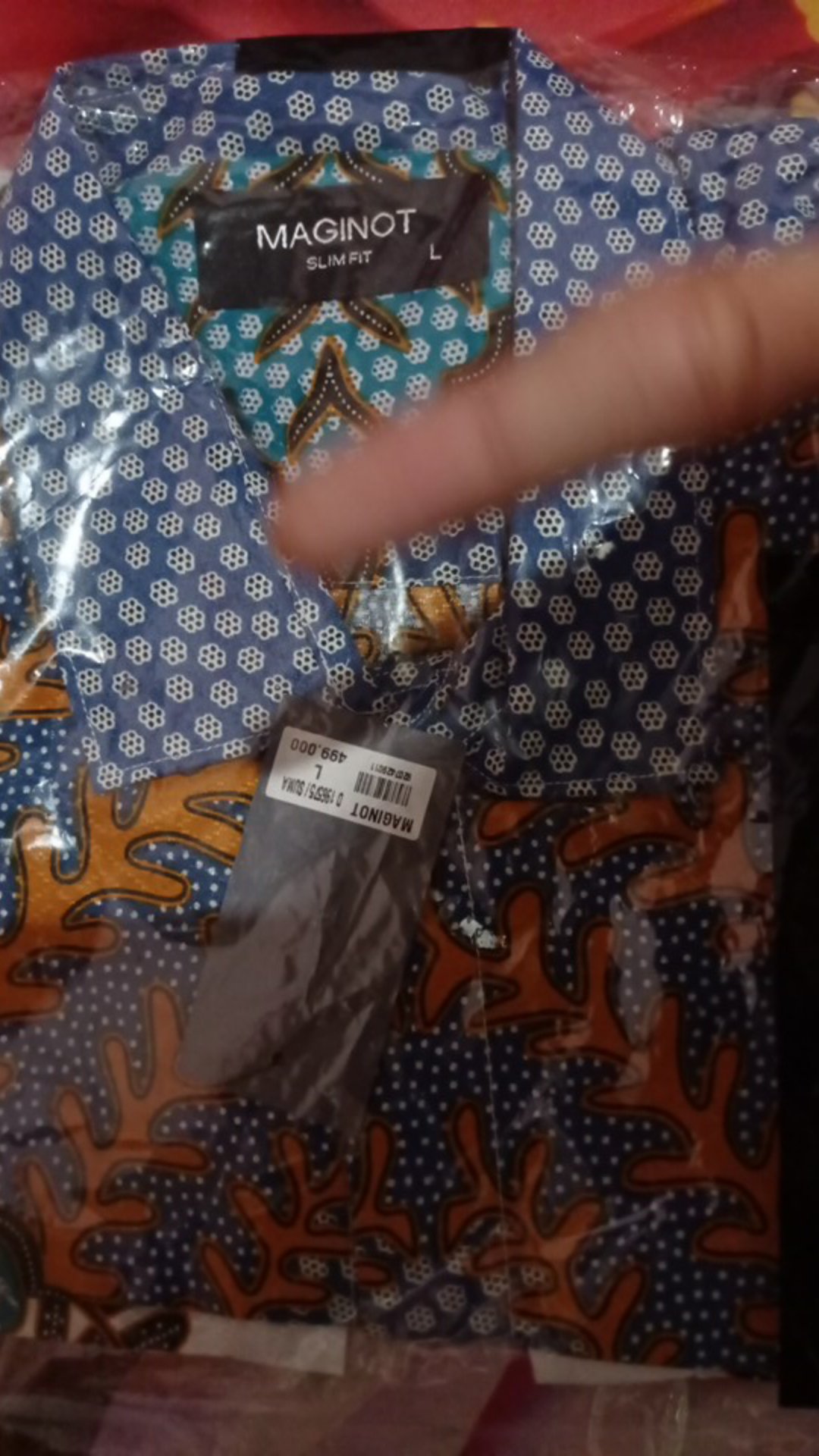 Maginot Kemeja Batik 2.0 Suma-ls Motif Timbul Lengan Panjang Pria + Free Masker