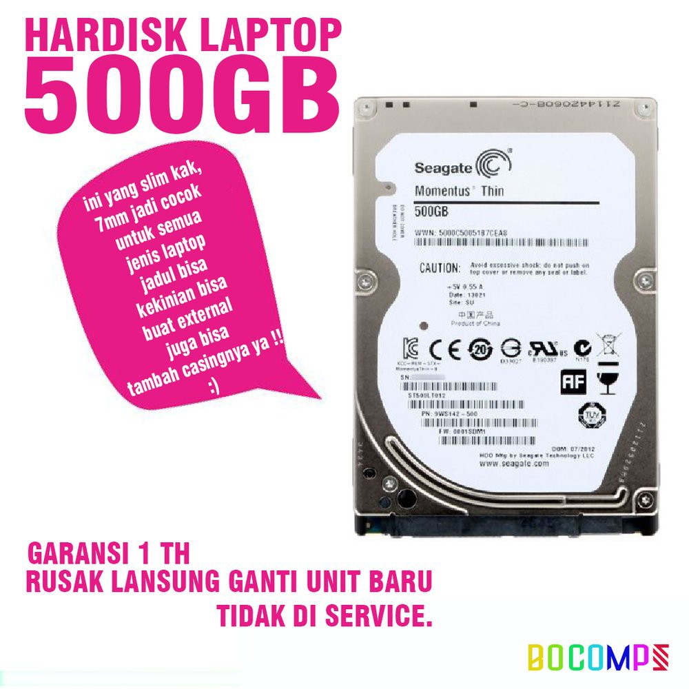 Promo NEW Hardisk laptop 500GB Seagate Thin terbaik