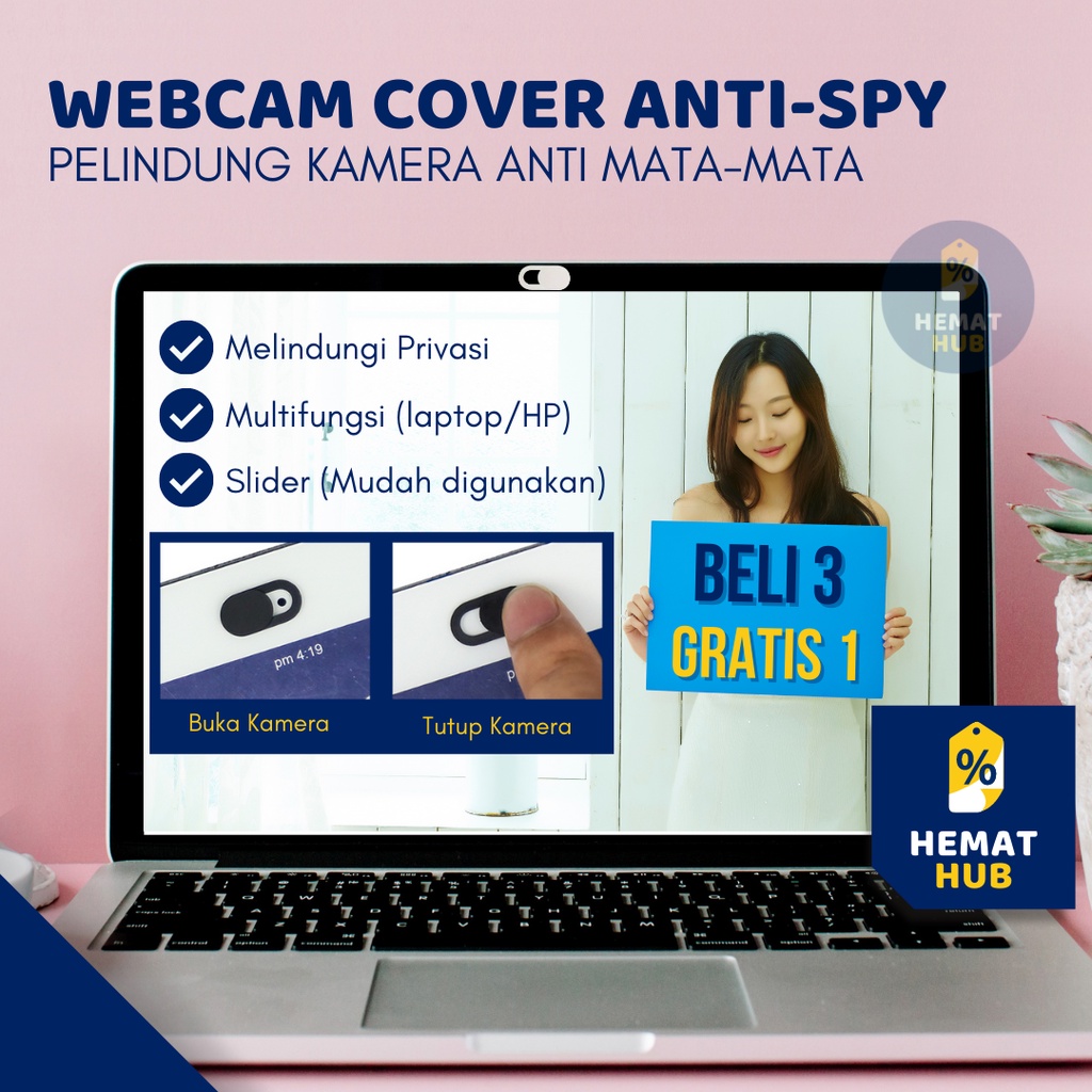 Penutup Kamera Laptop HP Smartphone Webcam Cover Lensa Depan Belakang Anti Spy Cam HematHub