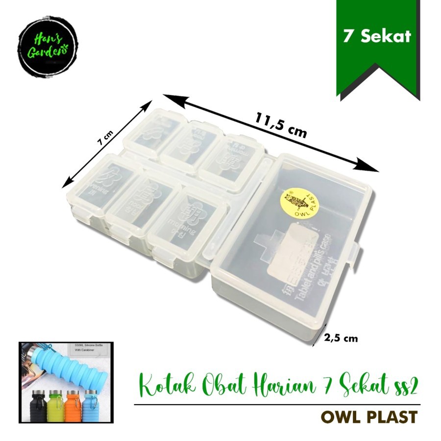 Kotak obat harian 7 sekat mini owl plast ss2