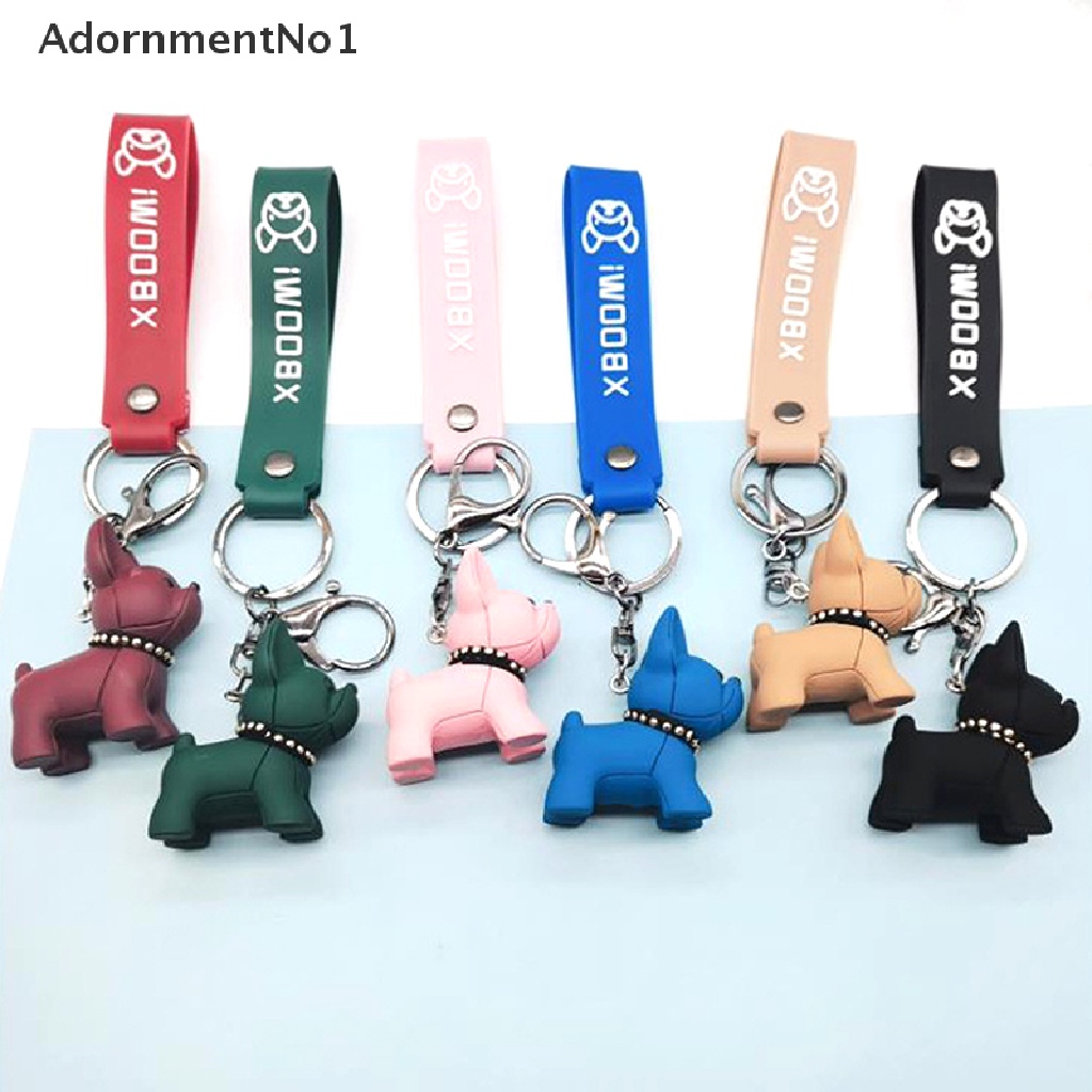 (AdornmentNo1) Gantungan Kunci Bentuk Anjing French Bulldog Bahan Kulit Untuk Hadiah