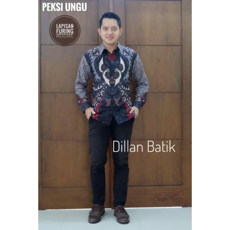 KEMEJA BATIK WARNA UNGU TERBARU BATIK UNGU KEMEJA BATIK PRIA LAPIS FURING KATUN PRIMISIMA BATIK SOLO