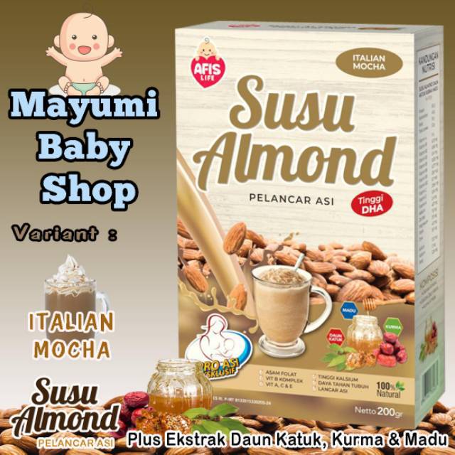 

Afis Life Susu Almond Italian Mocha Plus Ekstrak daun katuk, Kurma dan Madu
