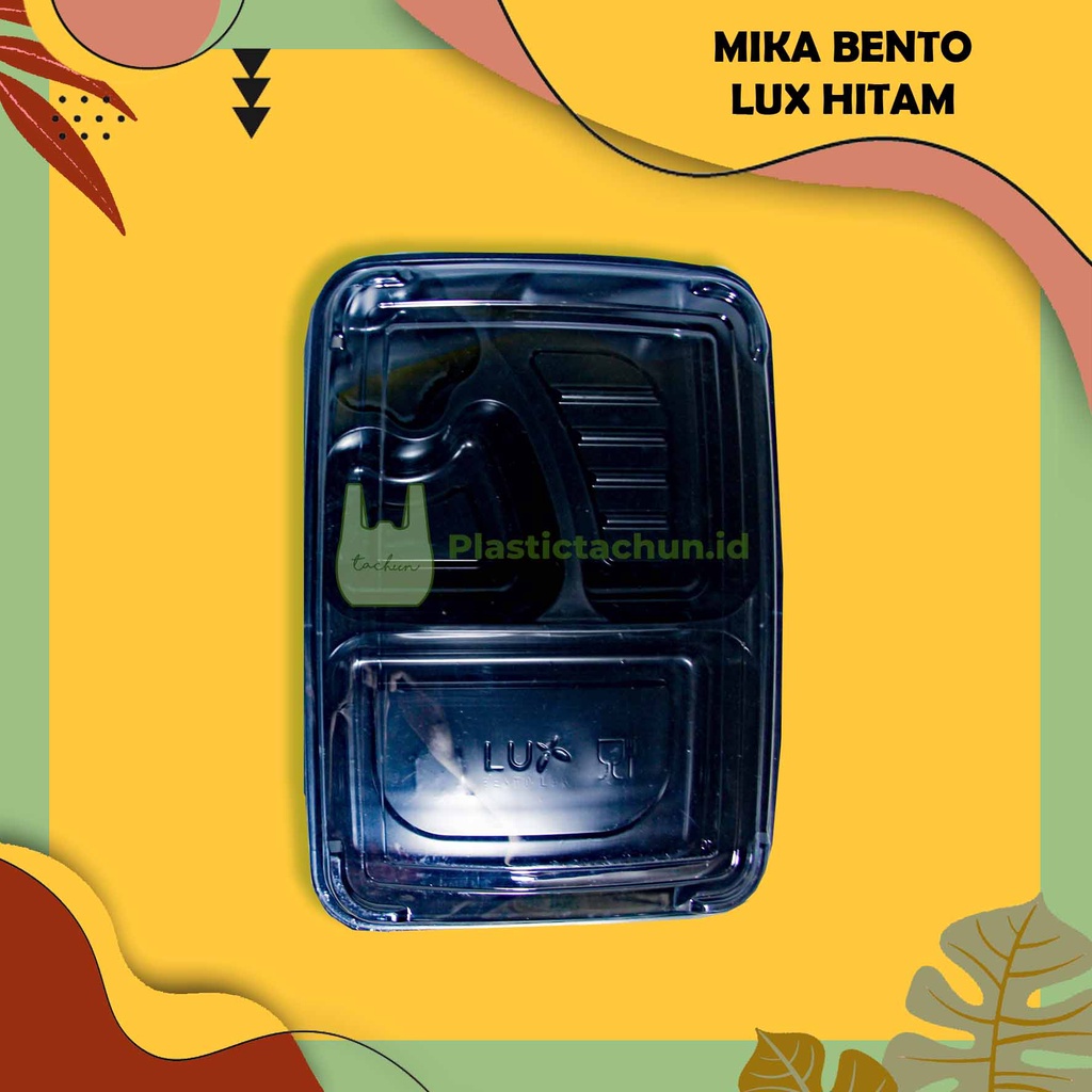 Mika Bento Merk LUX Hitam | Kotak Makan Nasi Bento Hitam 50pcs