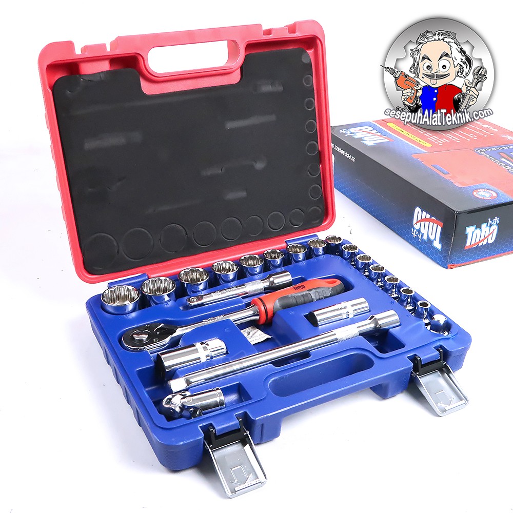 Kunci Socket Set 22Pcs 12PT / Kunci Sok Sock set 1/2" TOHO