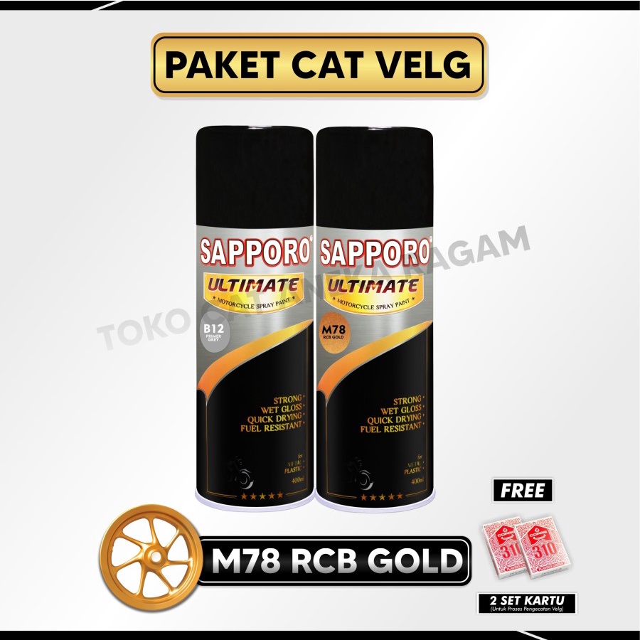 Paket Cat Velg M78 RCB Gold Ultimate + Free Kartu Remi