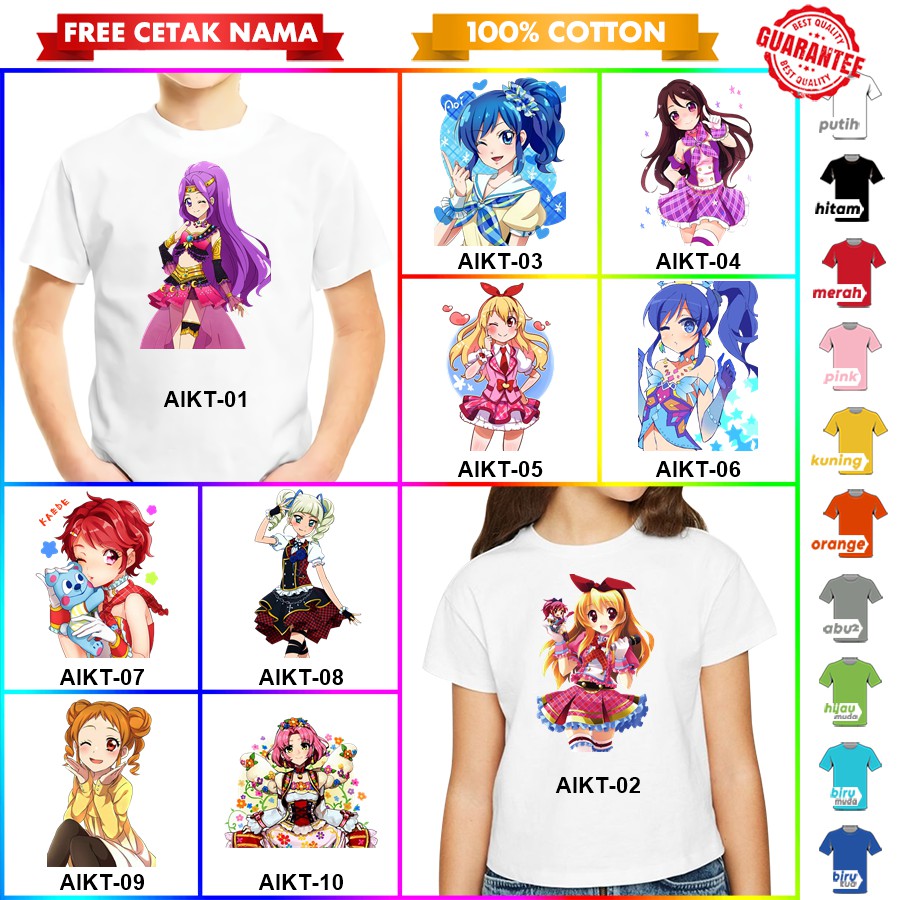 Baju Kaos COUPLE  ANAK DAN DEWASA AIKATSU GOJEK YES