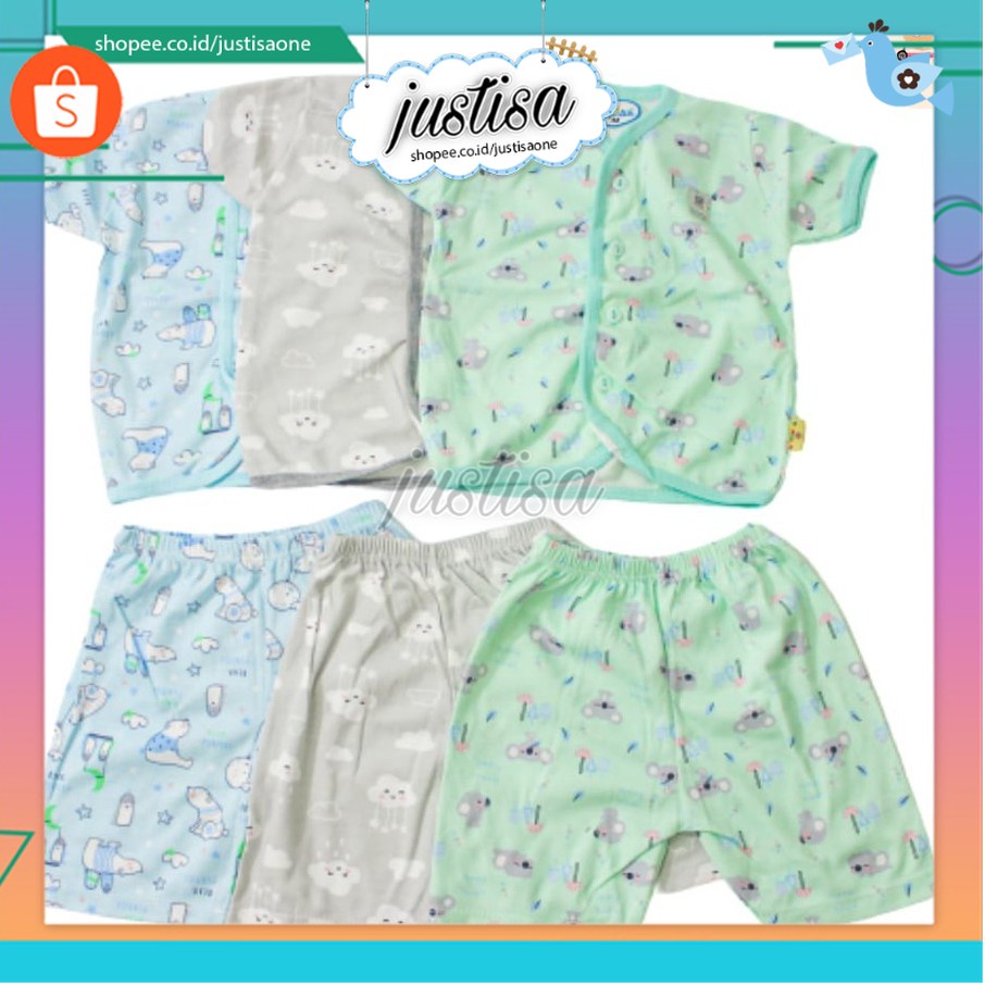 Promo !! SALE VINATA-3PCS BAJU BAYI VINATA PENDEK FULL PRINT NEW BORN