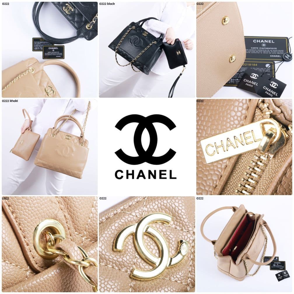COD ❤️ Tas Wanita Chanel Classic 2IN1 with pouch Handbag Premium Import Kulit Caviar Emboss Branded