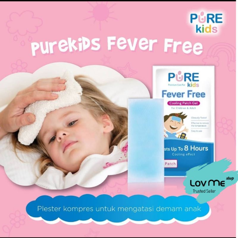 lov me❤ Pure Kids Fever Free Patch cooling gel isi 4- Kompres penurun panas