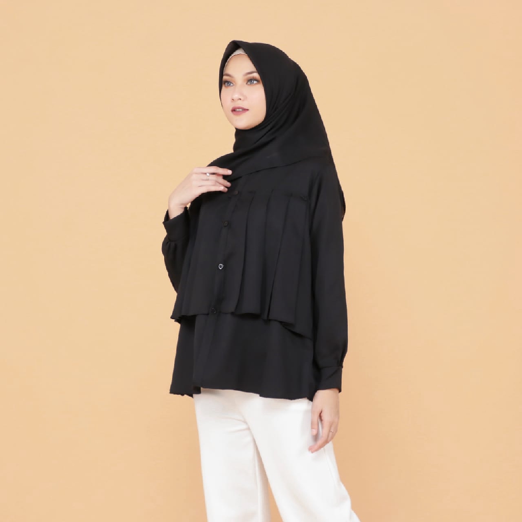 ZAHRA Atasan Pakaian Muslim Wanita Devina Blouse | Atasan Kemeja Muslim CEWEK Bahan MOSCRAPE