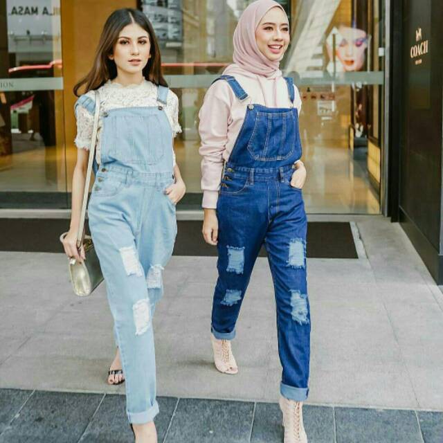 OVERALL JEANS SOBEK | JUMPSUIT OVERALL RIPPED JEANS