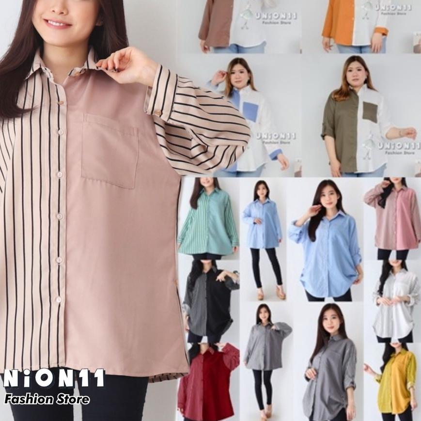 UNION11 - KEMEJA WANITA JUMBO XXXL / ATASAN JUMBO WANITA LD 120 / KEMEJA KERJA WANITA / KEMEJA BIGSI