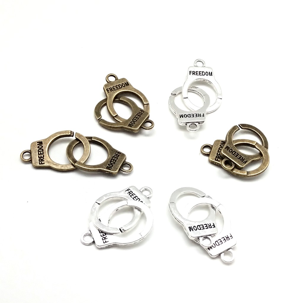 Charm Gelang Diy Bentuk Borgol Freedom 22mm Bahan Zinc Alloy