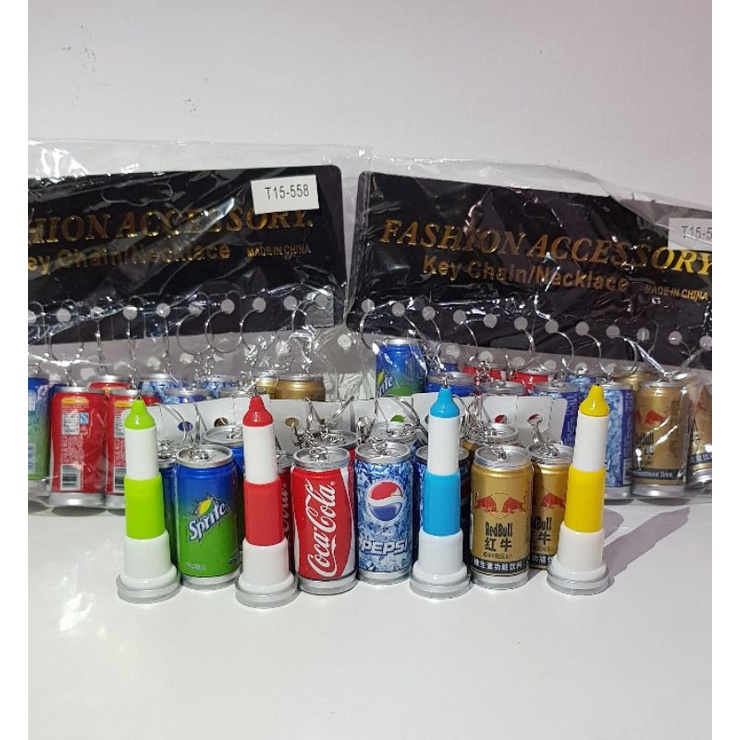 GANTUNGAN KUNCI X PULPEN - COCACOLA , SPRITE , PEPSI , REDBULL KALENG