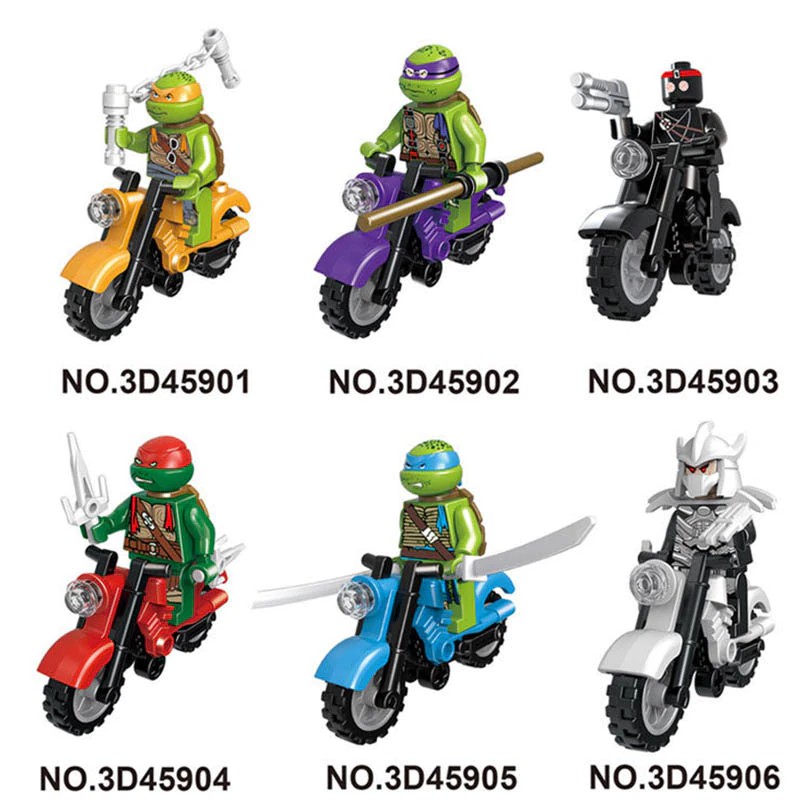 Mainan Lego Anak 1pcs Ninja Figure Turtle With Motorcycle Building Blocks Bricks Toys Compatible