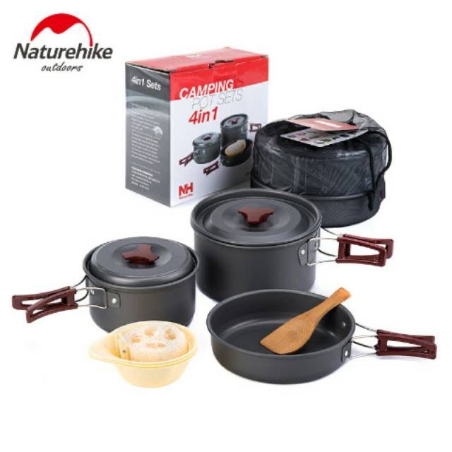 COOKING SET NATUREHIKE NH15T203-G ALUMUNIUM ALAT MASAK PERALATAN MASAK PIKNIK CAMPING ANTI LENGKET P