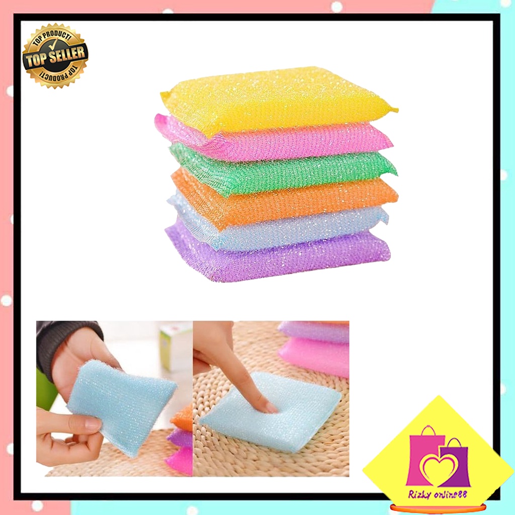 Rizkyonline88 spon spons cuci piring warna serbaguna busa cuci piring dishwashing sponge