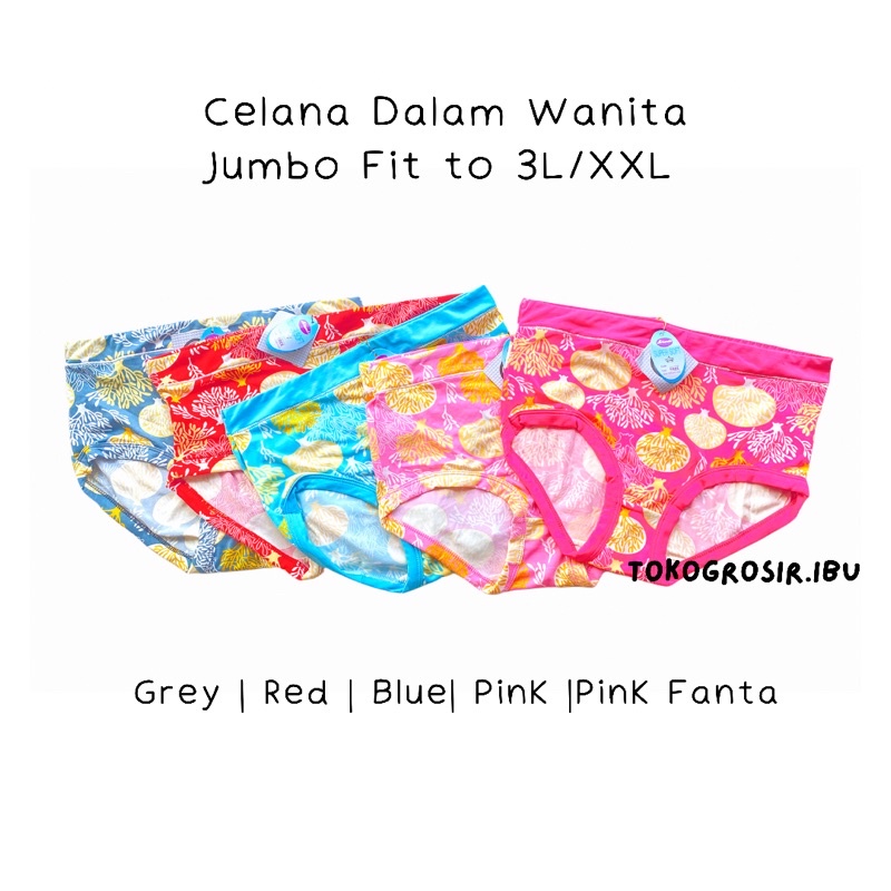 CD Celana Dalam Wanita Jumbo Bigsize XXl 4L 5L Katun Adem Murah Sempak Kancut Cawet Celana Dalam Ibu Wanita Jumbo