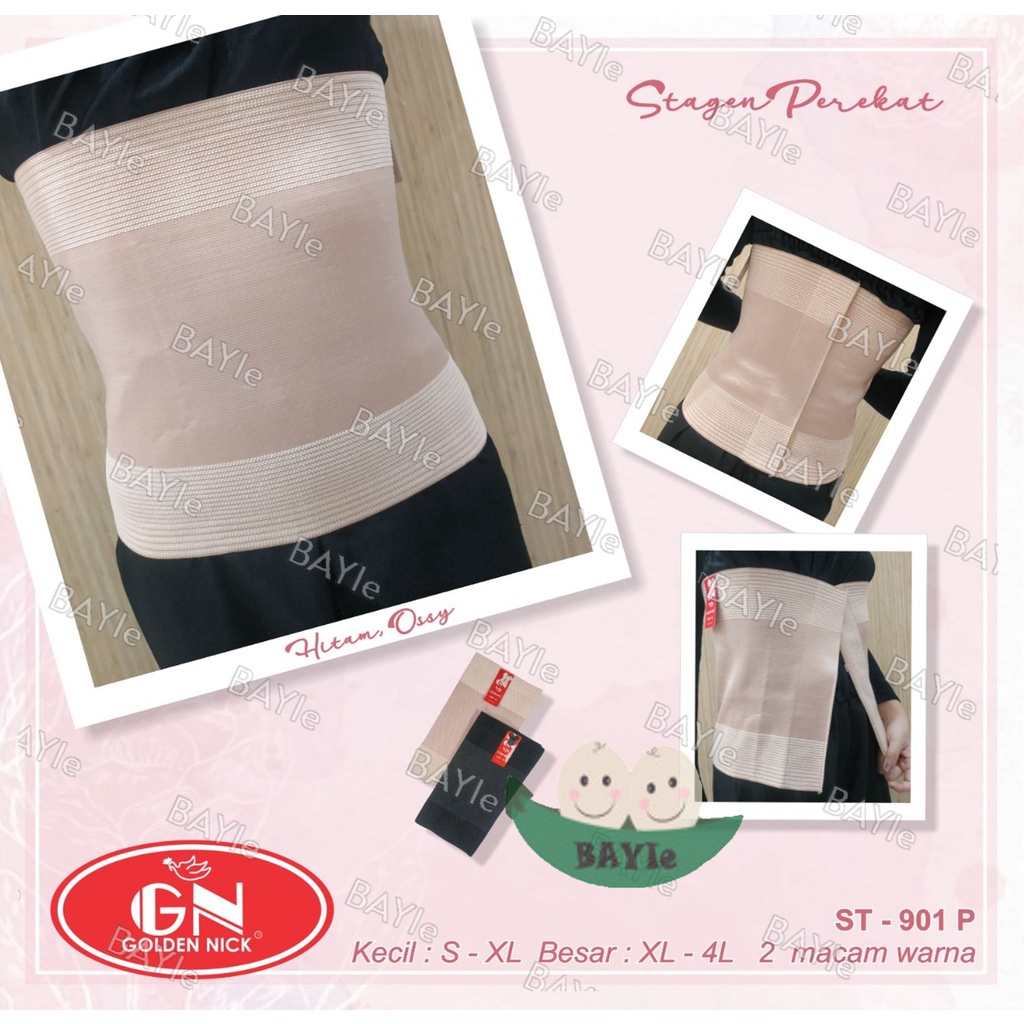 BAYIe - Korset / Stagen Pelangsing/Pengecil Perut setelah Melahirkan Model PEREKAT GOLDEN NICK 901P Lebar 29 cm Size M, L, XL, XXL, XXXL