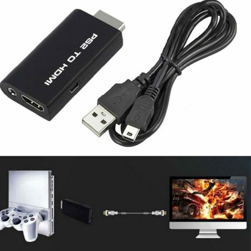 (dreamdreaming.id) Adapter Converter PS2 Ke HDMI Dengan Output Audio 3.5mm Untuk Monitor HDTV