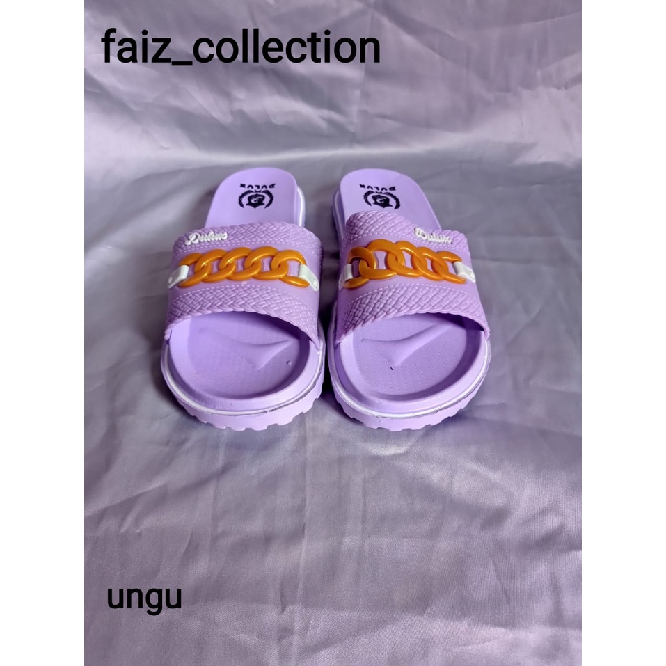 Sandal Selop Wanita Motif Rantai Dulux , Bahan Karet