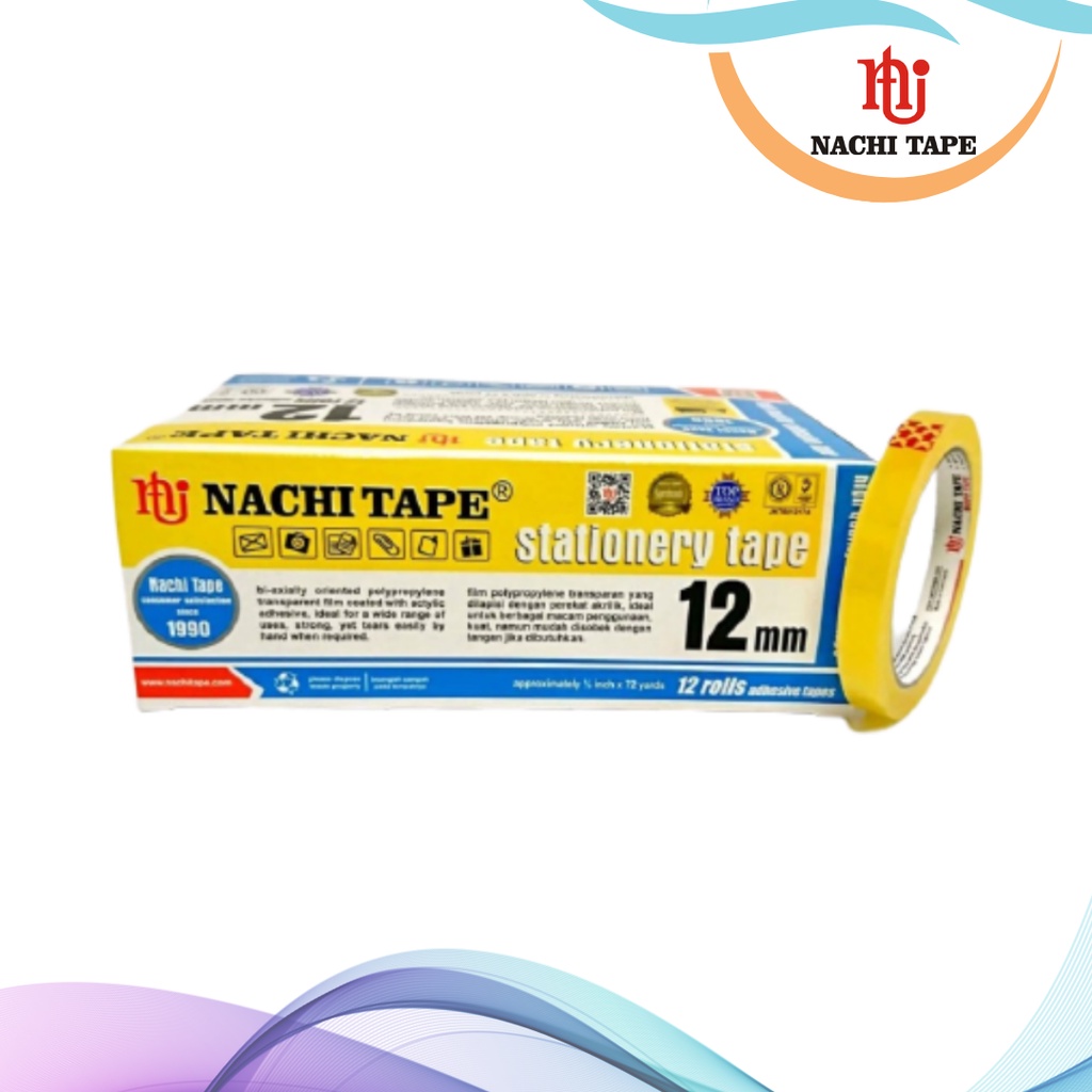 

STATIONERY TAPE YELLOW / ISOLASI NACHI KUNING 12 MM x 72 YARD