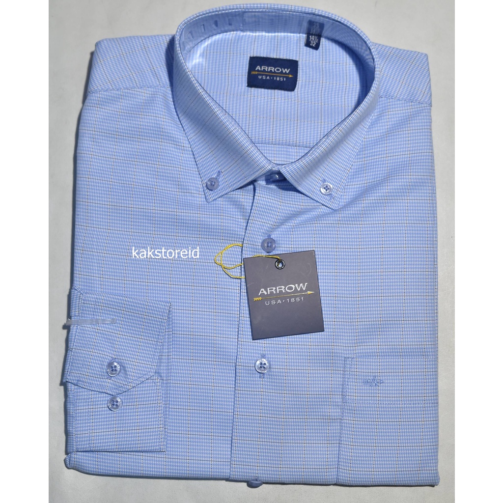 Kemeja Pria Formal Lengan Panjang ARROW Biru Salur Reguler BSS 259