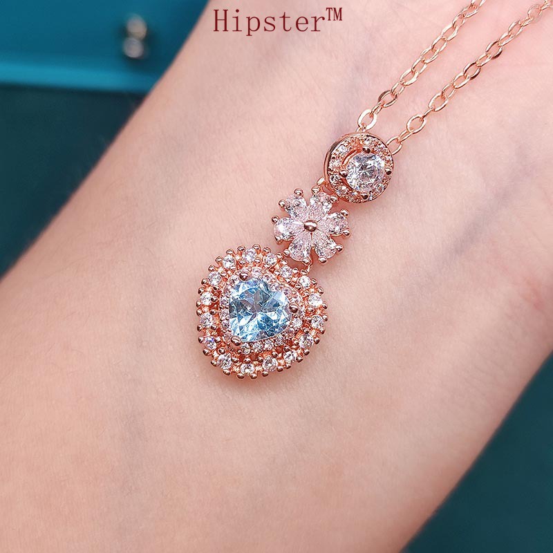 Natural Topaz Heart-Shaped Necklace Pendant Ring Set