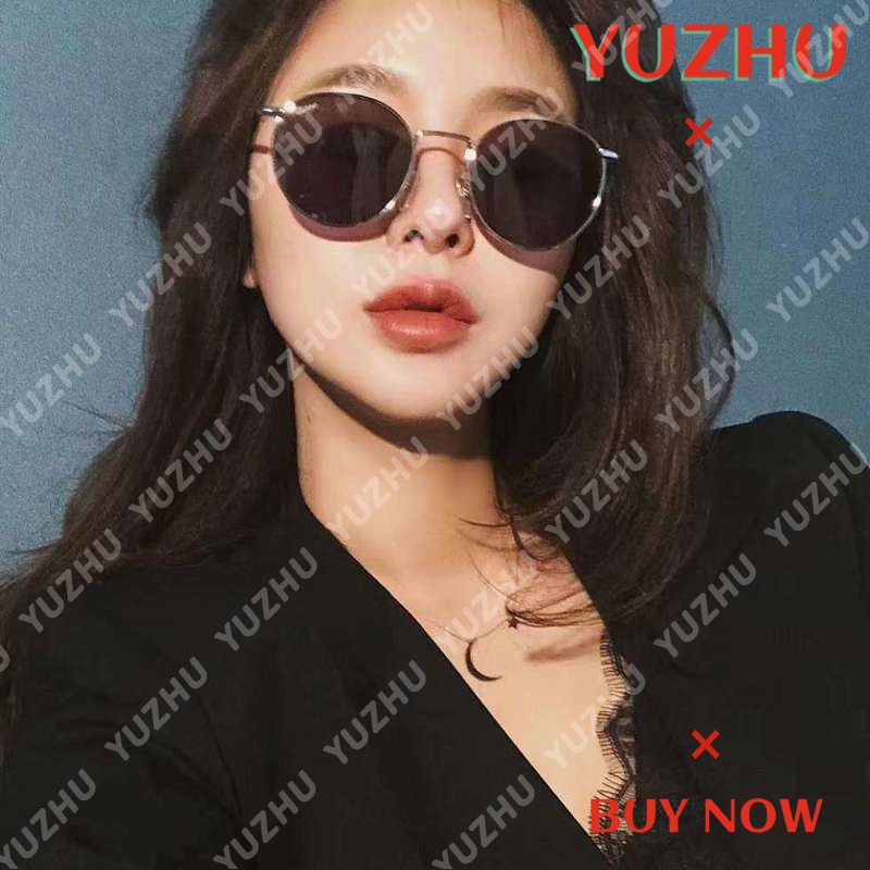 Kacamata Hitam Bentuk Bulat Bahan Metal Gaya Retro