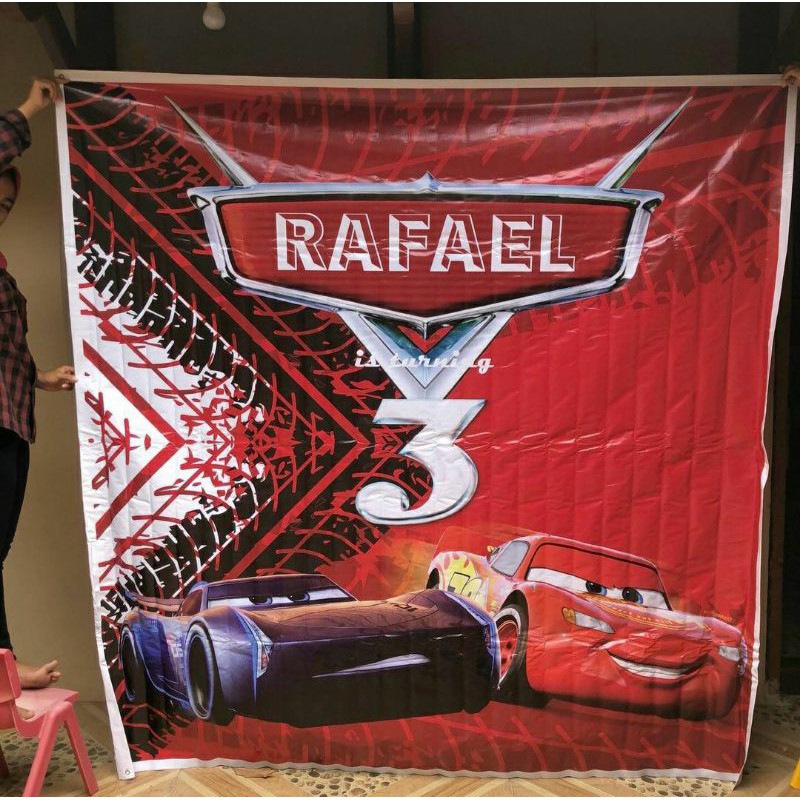 Backdrop Ultah Custom Banner Tema Cars