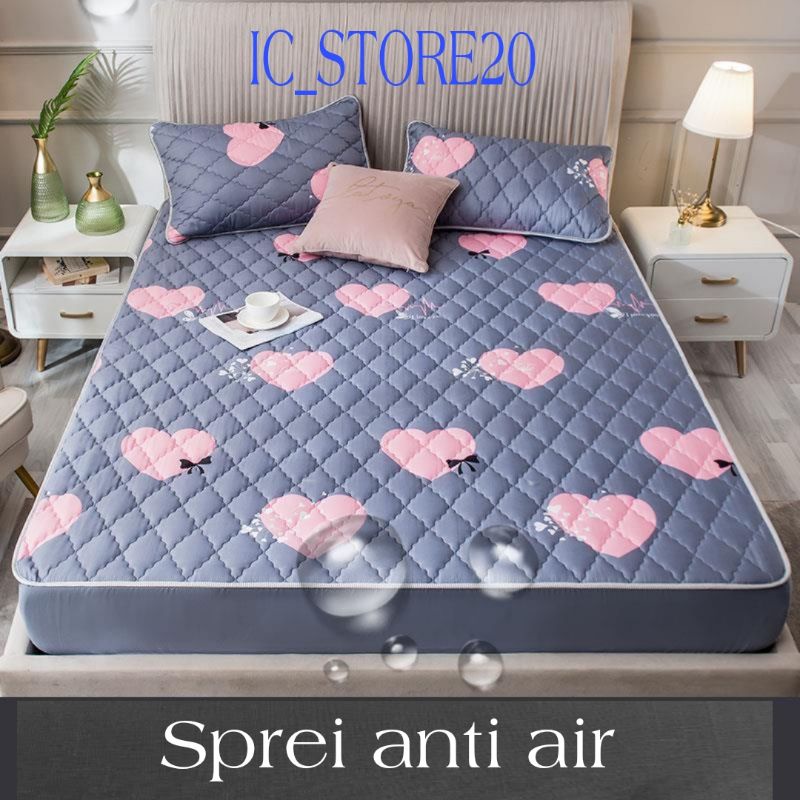 Sprei Waterproof / Sprei Protektor bermotif  ukuran 180x200cm-Ungu love