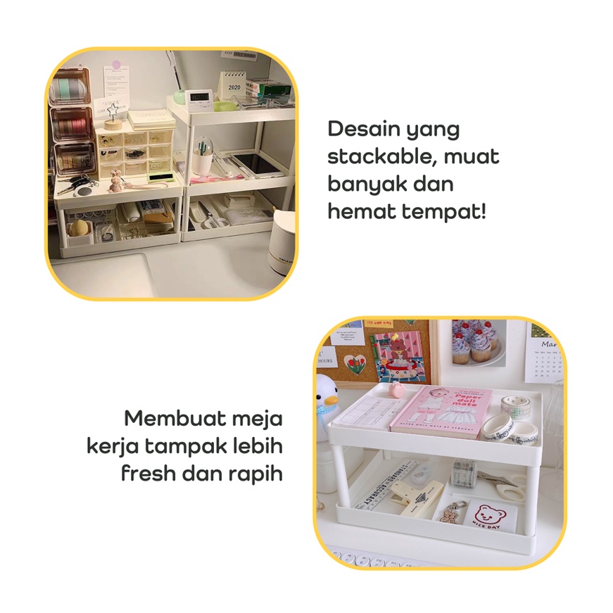 【IKONE】SUGI Desk Organizer Rak Meja Stationary Rak Organizer Multifungsi Rak Penyimpanan Meja Rapi Putih Transparan ATK Meja Rak Organizer Susun Meja