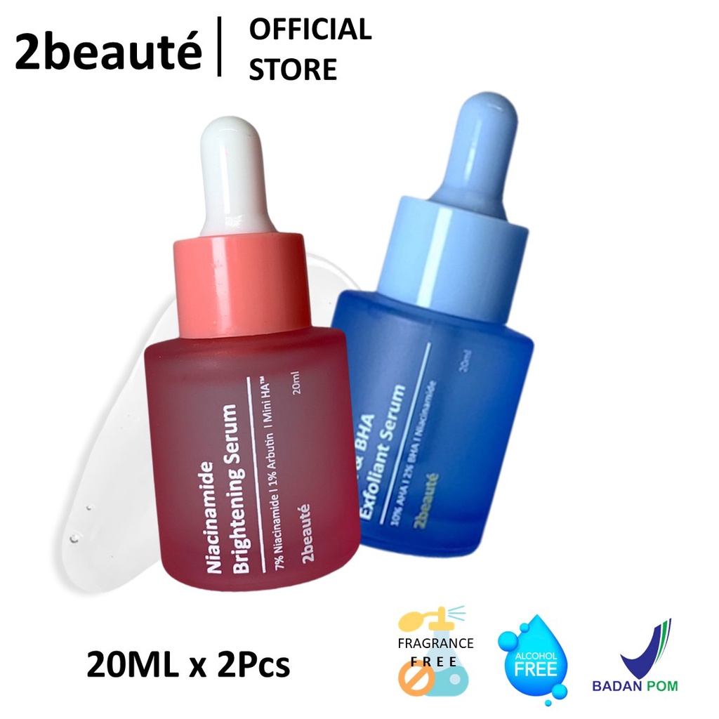 2 Beaute Bundle of 2 / Serum Mencerahkan & Eksfoliasi Wajah